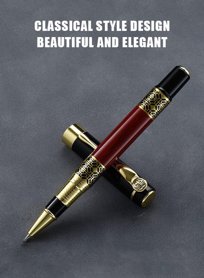 BiuTFon Expert Ballpoint Pen Red Wood Grain with Chrome Trim Luxury, Line 0.5mm Tip Come 2 Pieces Ink Refill, Nice BallPens Classy Gift Box for Student, Executive, Office (Black Ink) - Image 2