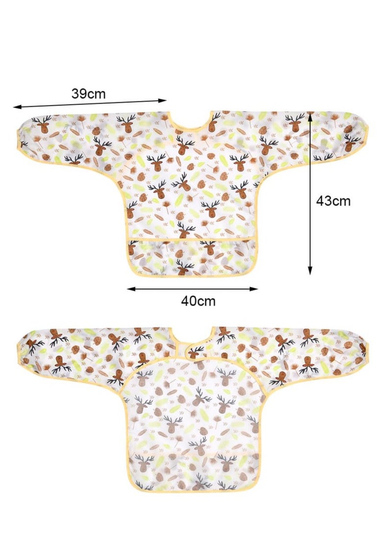 5 Pack Baby Long Sleeve Bibs, Toddler Feeding Waterproof Bibs with Great Capacity Pocket, Infant Smock Shirt Bib for Eating, Painting, Playing, Travel - Image 2