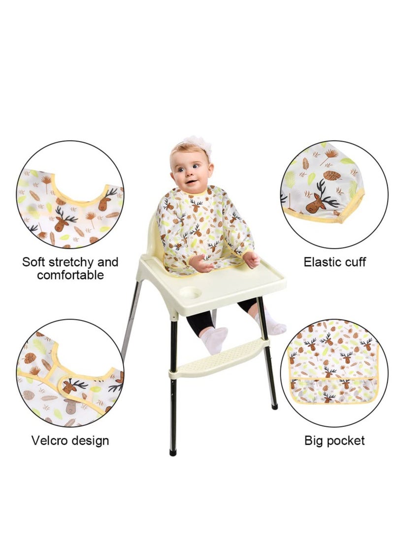 5 Pack Baby Long Sleeve Bibs, Toddler Feeding Waterproof Bibs with Great Capacity Pocket, Infant Smock Shirt Bib for Eating, Painting, Playing, Travel - Image 3
