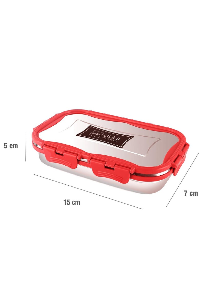 Cello - Cello click it steel insulated lunch box, medium, 925ml, red - Image 1