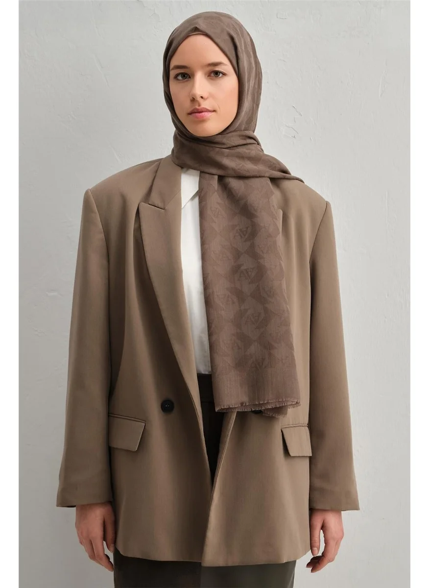 ARMINE Tencel Wool Monogram Pattern Shawl 09