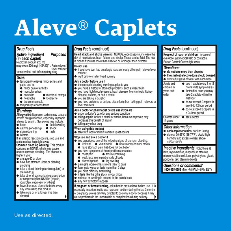 Aleve أقراص أليف، نابروكسين صوديوم 220 ملغ (NSAID)، مسكن للألم/مخفض للحمى، موصى به من قبل #1 جراح عظام، 270 حبة - Image 2