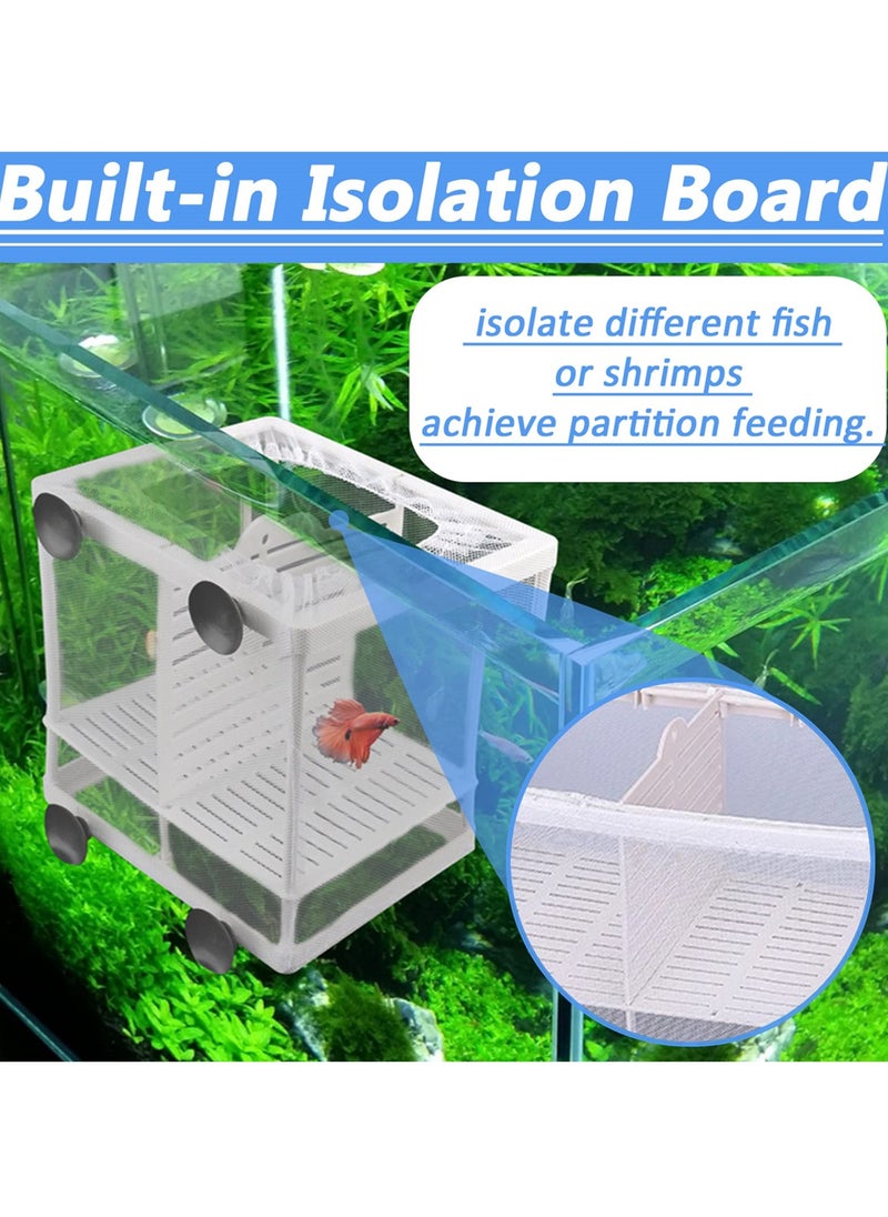 SYOSI - Aquarium Fish Breeding Box, Small Fry Hatchery Net for Guppy and Tropical Fish, Multi functional Incubator Tank Divider with 6 Suckers, 16 x 14.5 x 15.5 cm - Image 1