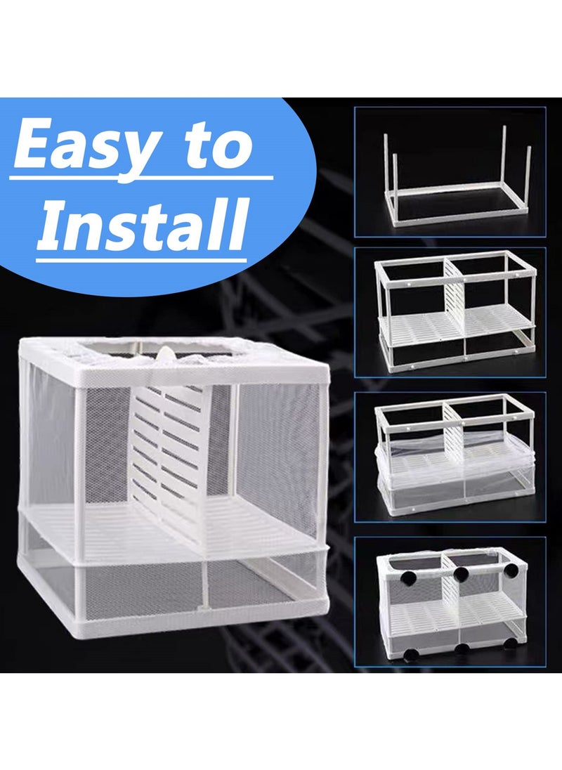 SYOSI - Aquarium Fish Breeding Box, Small Fry Hatchery Net for Guppy and Tropical Fish, Multi functional Incubator Tank Divider with 6 Suckers, 16 x 14.5 x 15.5 cm - Image 1