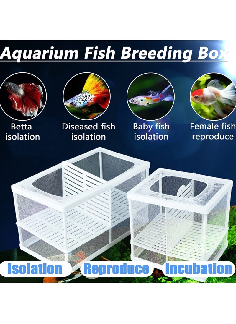 SYOSI - Aquarium Fish Breeding Box, Small Fry Hatchery Net for Guppy and Tropical Fish, Multi functional Incubator Tank Divider with 6 Suckers, 16 x 14.5 x 15.5 cm - Image 1