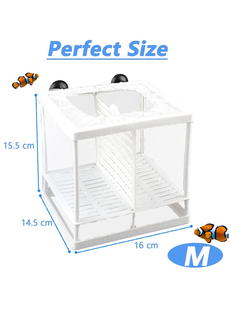 SYOSI - Aquarium Fish Breeding Box, Small Fry Hatchery Net for Guppy and Tropical Fish, Multi functional Incubator Tank Divider with 6 Suckers, 16 x 14.5 x 15.5 cm - Image 1