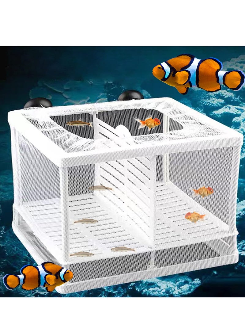 SYOSI - Aquarium Fish Breeding Box, Small Fry Hatchery Net for Guppy and Tropical Fish, Multi functional Incubator Tank Divider with 6 Suckers, 16 x 14.5 x 15.5 cm - Image 1