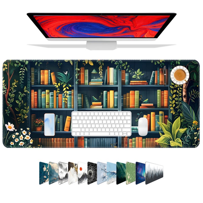 Galdas Gaming Mouse Pad XXL XL Large Long Extended Big Mousepad Non-Slip Rubber Keyboard Mouse Pad with Stitched Edges for Laptop Home Office (31.5x11.8x0.08 Inch) -Books - Image 1