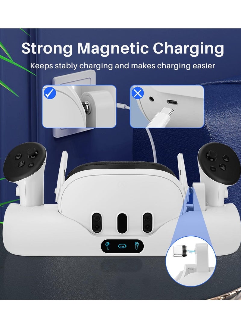 Generic - Charging Dock for Oculus/Meta Quest 3, VR Headset Charging Stand for Quest 3 Headset & Controller Charging Station with 2 Rechargeable Batteries and Indicator - Image 1