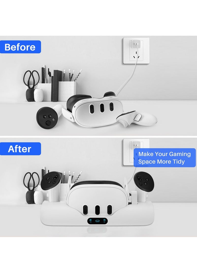 Generic - Charging Dock for Oculus/Meta Quest 3, VR Headset Charging Stand for Quest 3 Headset & Controller Charging Station with 2 Rechargeable Batteries and Indicator - Image 1