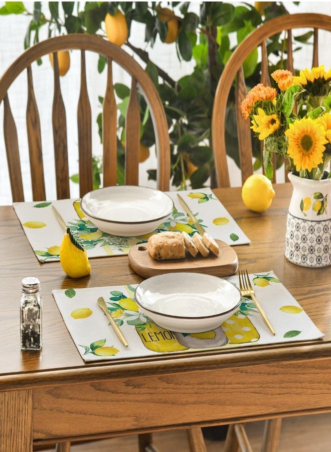 Artoid Mode Yellow Stripes Vase Lemon Summer Placemats Set of 4, 12x18 Inch Seasonal Spring Table Mats for Party Kitchen Dining Decoration - Image 4
