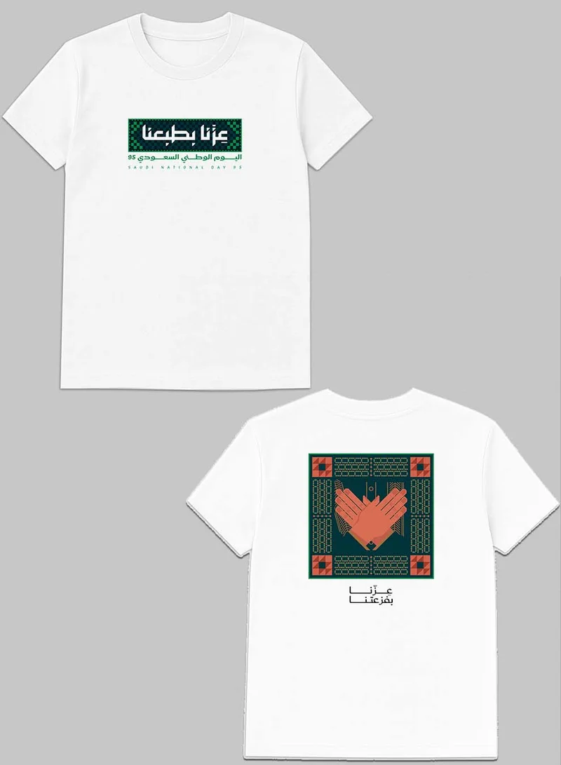 LOWHA Cotton T-Shirt for Saudi National Day with Celebration Phrase Printed on Both Sides