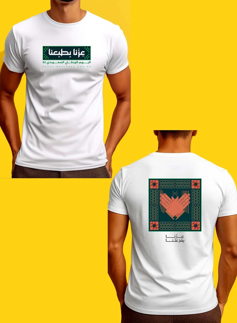 LOWHA Cotton T-Shirt for Saudi National Day with Celebration Phrase Printed on Both Sides