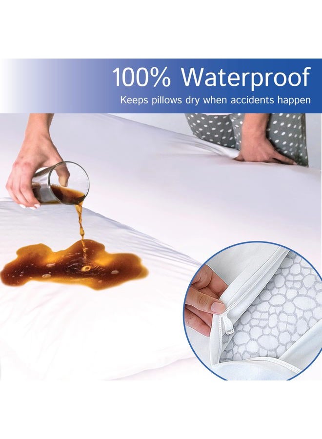 Four Seasons Essentials Queen Size Waterproof Pillow Protectors (Set of 2) – Zippered Hypoallergenic Pillowcase Cover Allergen Dust Proof Encasement - Image 5