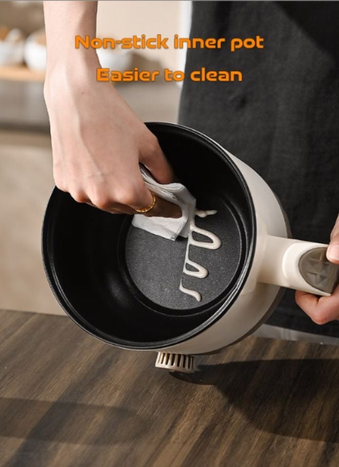 MITOYO 600W Electric Hot Pot With Stainless Steel Steamer - 1.5L Non-stick Inner Pot - Multifunctional Portable Mini Pot - Electric Skillet - Suitable for Cooking Porridge, Soup, Rice, Grilling Steak, Steaming Meat, Making Bread - Image 5