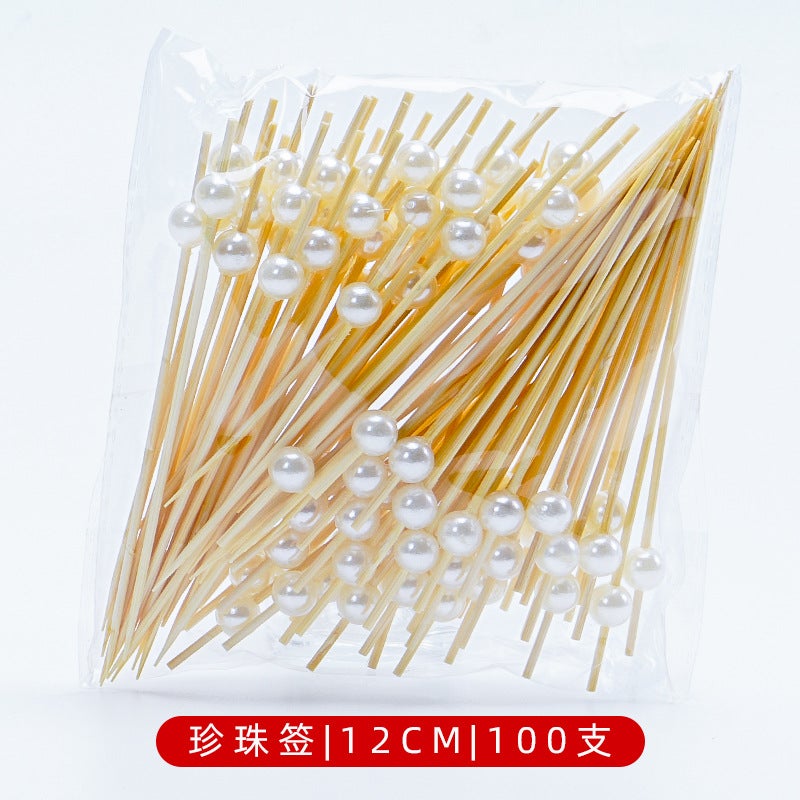 Bamboo Fruit Skewers Artistic Picks Cocktail Sticks Pearls