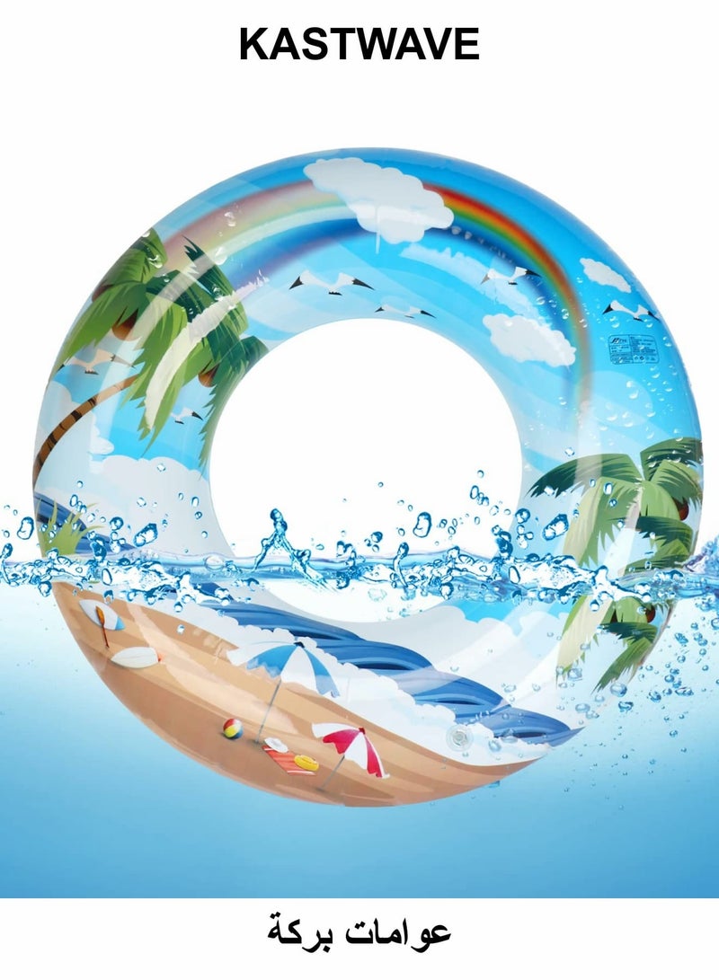 KASTWAVE Inflatable Pool Floats, Swimming Rings, 33.8 inch Pool Tube Toys Ocean Beach Coconut Tree Swim Tube - Image 1