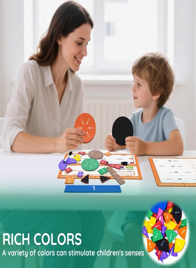 ZKOO مجموعة أنشطة ZKOO لبلاطات الكسور المغناطيسية ودوائر الكسور، أدوات تعليمية رياضية للمرحلة الابتدائية، ألغاز مغناطيسية لتعليم الرياضيات، مجموعة أدوات تعليمية مدرسية للفصول الدراسية - Image 4