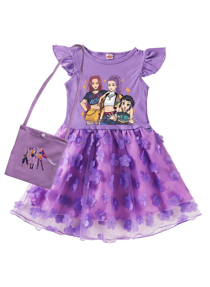 عام فساتين فرقة K-POP "صيد الشياطين" المطبوعة - طقم متكامل مع حقيبة: مقاسات متنوعة ونسيج ناعم يسمح بمرور الهواء، يجمع بين الموضة والراحة في كل لحظة - Image 1