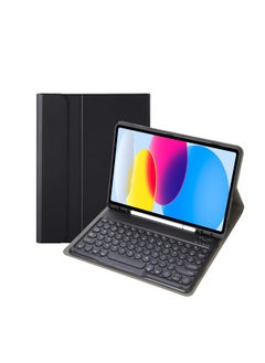 Protective Case Wireless Keyboard For Ipad 10th Gen 10.9.7 Tablet Compatible Ipad Pro 11 Magnetic Suction Smart Control For 9-Color:Black Leather Case + Round Key Cap Keyboard-Applicable Model:ipad 10 Generation 10.9 2022 Edition