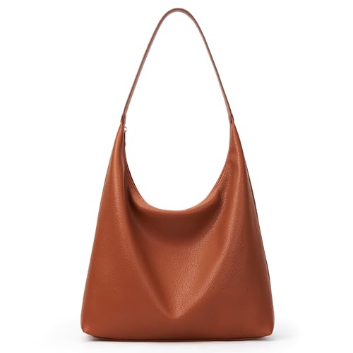 KALIDI Casual Tote Bag Vegan Leather Hobo Zipper Work Bag Weekender Shoulder for Women Shoulder Travel Purse (Tan) - Image 1