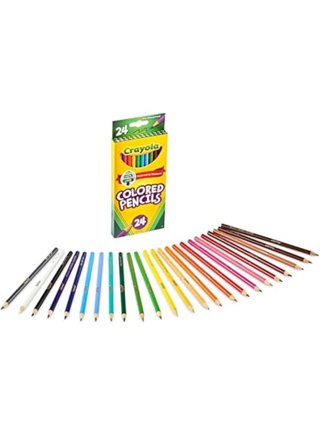 كرايولا أقلام رصاص ملونة طويلة بجودة عالية، مجموعة 24 قطعة بتدرجات ألوان زاهية للرسم والتلوين، مناسب للمدارس والهوايات الفنية وللاستخدام اليومي - Image 3