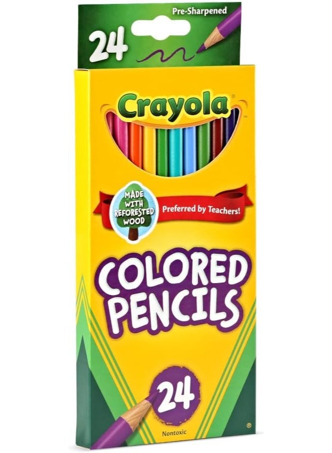 كرايولا أقلام رصاص ملونة طويلة بجودة عالية، مجموعة 24 قطعة بتدرجات ألوان زاهية للرسم والتلوين، مناسب للمدارس والهوايات الفنية وللاستخدام اليومي - Image 5