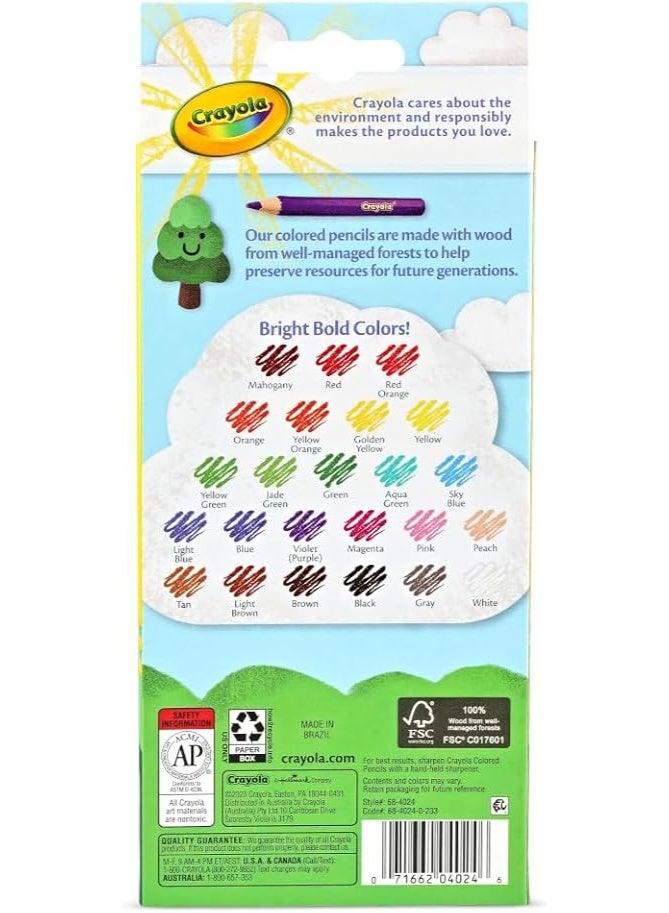 كرايولا أقلام رصاص ملونة طويلة بجودة عالية، مجموعة 24 قطعة بتدرجات ألوان زاهية للرسم والتلوين، مناسب للمدارس والهوايات الفنية وللاستخدام اليومي - Image 2