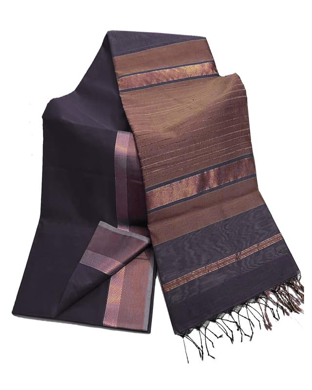 SheenKraft | Women's Cotton Silk Bhagalpuri Handloom Saree With Designed Border and Blouse Piece-Free Size-Color Variation (11832 Grey) - Image 3
