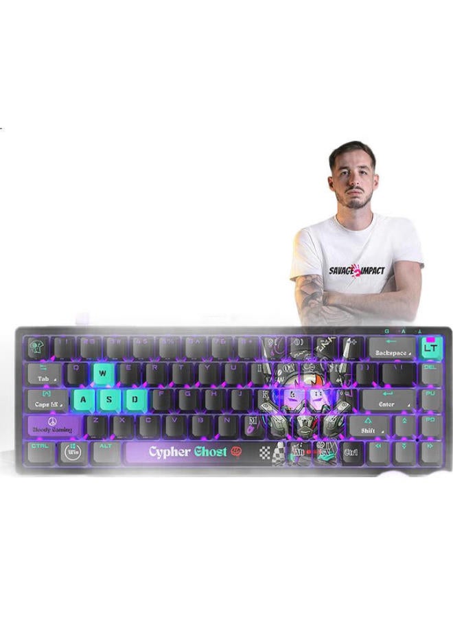 A4Tech At68 68-Key Wired Mechanical Keyboard Blood Hand Ghost Light Axis Pbt Computer Gaming Chicken Unfettered Contract To Play Valoran Fps Game Rt Barbarian Tribe Ghost Hacker - Image 3