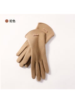 Generic Winter Wool Gloves for Women Touchscreen Dark tea camel (de velvet) DY43 