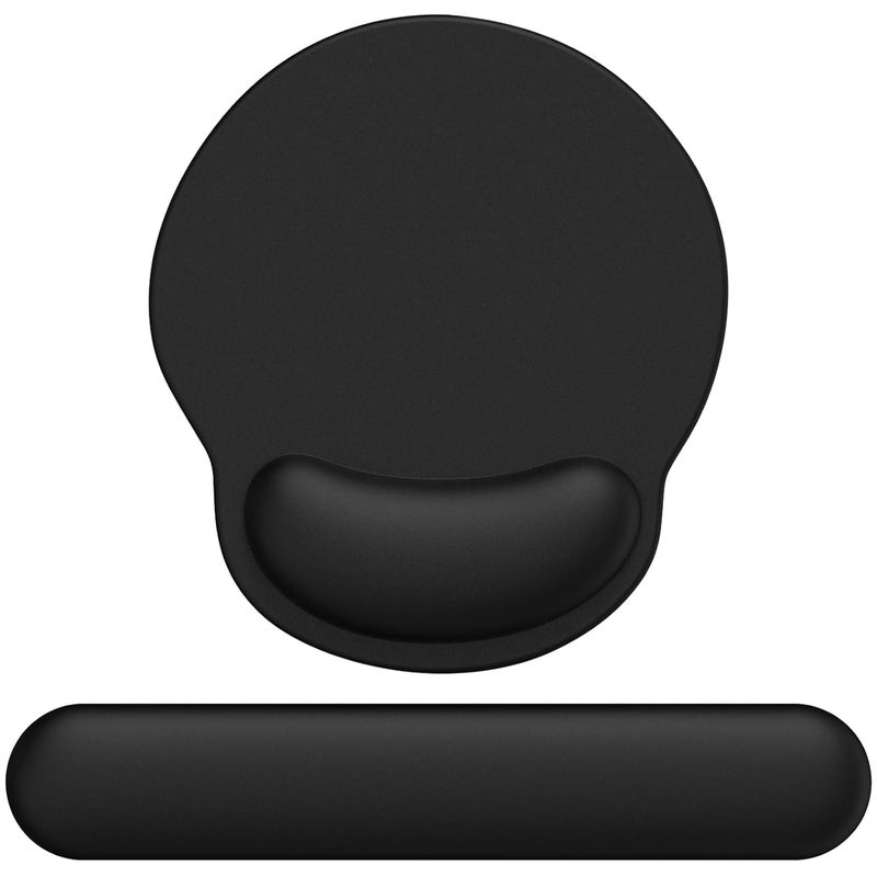eulps Mouse Pad Wrist Support, Ergonomic Memory Foam Keyboard Wrist Pad & Gel Wrist Rest Set for Computer Keyboard for Easy Typing & Pain Relief for Office & Home(Black Set) - Image 1