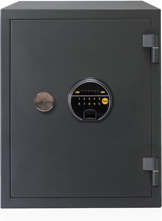 Yale High Security Biometric Fire Safe XLarge, 1 hour fire resistance, LED display panel, 16mm Locking bolts, upto 126 fingerprint storage, Black, suitable for home and office use, YFF/520/FG2 - Image 1