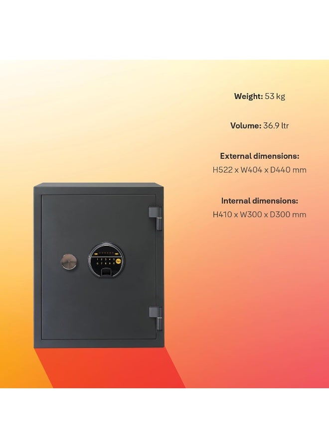 Yale High Security Biometric Fire Safe XLarge, 1 hour fire resistance, LED display panel, 16mm Locking bolts, upto 126 fingerprint storage, Black, suitable for home and office use, YFF/520/FG2 - Image 2