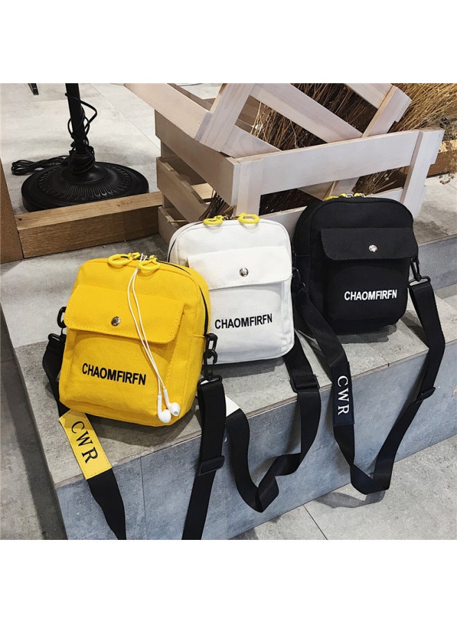 2019 الصيف قماش حقيبة صغيرة بلون واحد الكتف Crossbody حقيبة المرأة حقيبة الهاتف المحمول الإنترنت المشاهير المرأة حقيبة الظهر-اللون: أصفر - Image 2