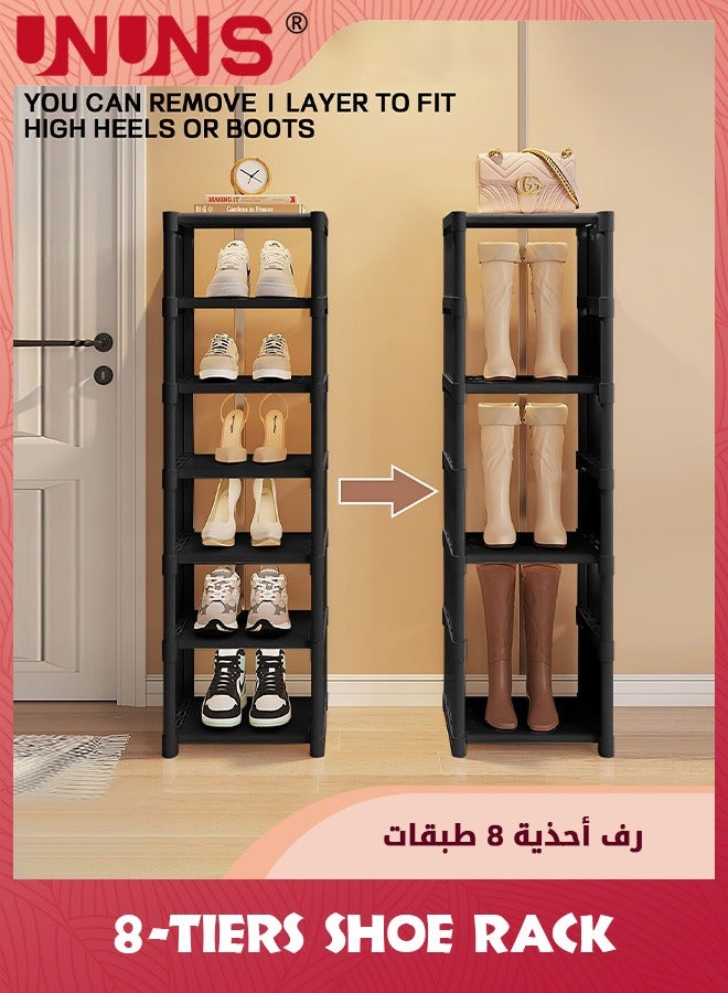 UNUNS 8 Tiers Vertical Shoe Rack,Narrow Stable Organizer,Space Saving Lightweight Storage Shelf,Sturdy Easy DIY Stand Shelving,Non-Woven Fabric Shoes Racks For Entryway Hallway Closet Bedroom - Image 5