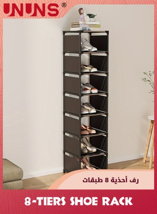 8 Tiers Vertical Shoe Rack,Narrow Stable Organizer,Space Saving Lightweight Storage Shelf,Sturdy Easy DIY Stand Shelving,Non-Woven Fabric Shoes Racks For Entryway Hallway Closet Bedroom - view 3