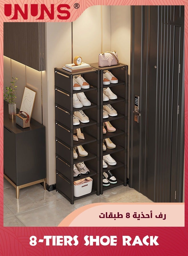 UNUNS 8 Tiers Vertical Shoe Rack,Narrow Stable Organizer,Space Saving Lightweight Storage Shelf,Sturdy Easy DIY Stand Shelving,Non-Woven Fabric Shoes Racks For Entryway Hallway Closet Bedroom - Image 2