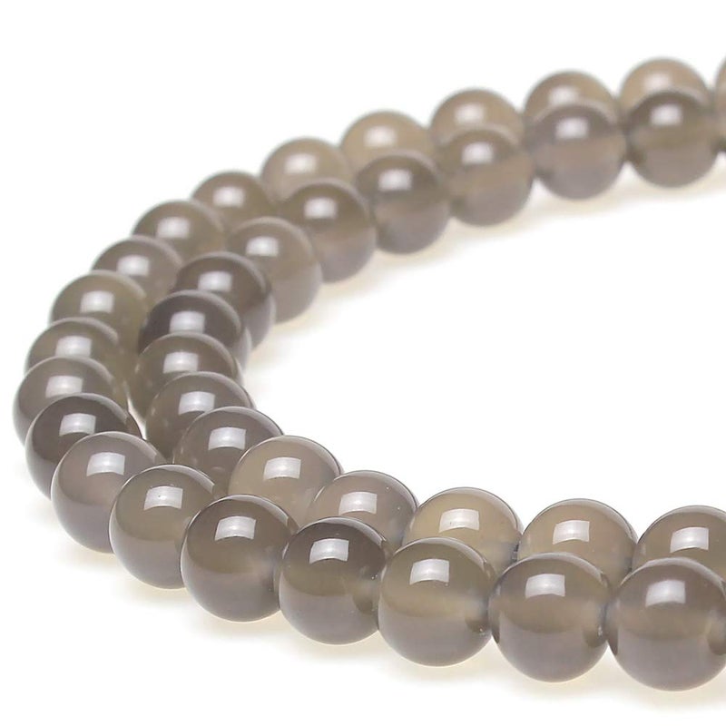 MJDCB 7A Natural Grey Agate Gemstone Round Stone Beads for Jewelry Making DIY Bracelet Necklace 10mm