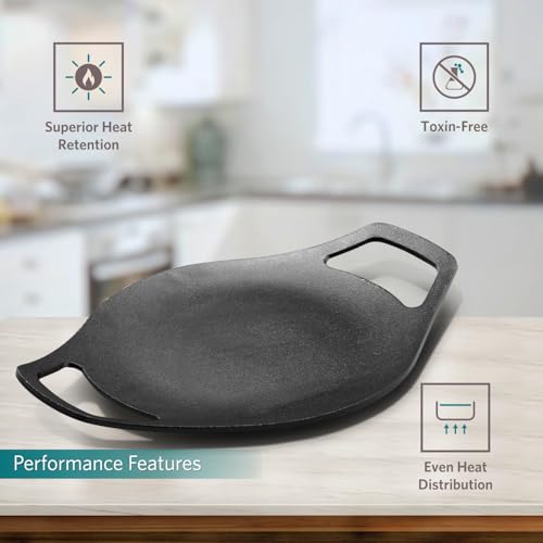 VAYA HauteChef Pre-Seasoned Cast Iron Roti Tawa, 23.5 cm, Naturally Non-Stick, 100% Pure & Toxin-Free, Concave Design for Soft Rotis & Chappatis, for Induction & Gas Stovetops, Heavy Duty - Image 3