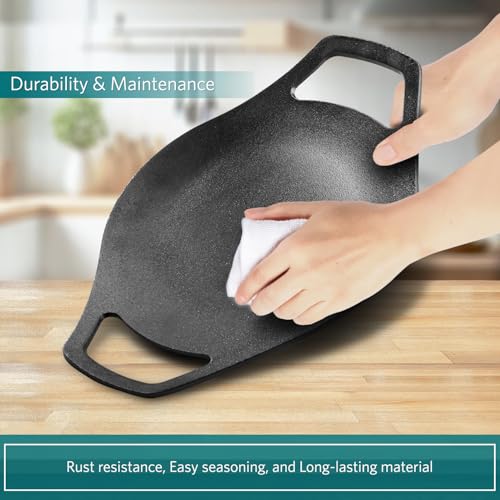VAYA HauteChef Pre-Seasoned Cast Iron Roti Tawa, 23.5 cm, Naturally Non-Stick, 100% Pure & Toxin-Free, Concave Design for Soft Rotis & Chappatis, for Induction & Gas Stovetops, Heavy Duty - Image 4