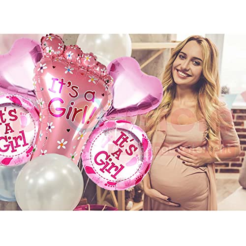 Propsicle Baby Shower Foil Feet Balloon Pack of 5 Pink Welcome Baby Balloon Combo for Maternity Shoot Party Decoration - Image 4