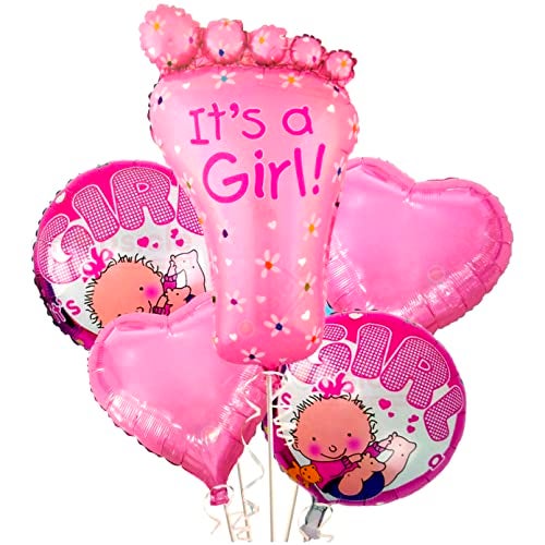 Propsicle Baby Shower Foil Feet Balloon Pack of 5 Pink Welcome Baby Balloon Combo for Maternity Shoot Party Decoration - Image 1