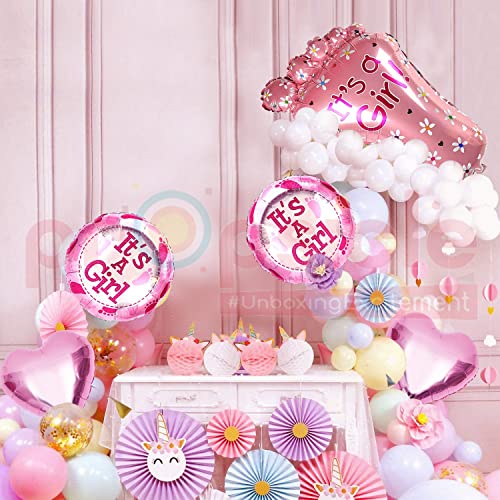 Propsicle Baby Shower Foil Feet Balloon Pack of 5 Pink Welcome Baby Balloon Combo for Maternity Shoot Party Decoration - Image 5