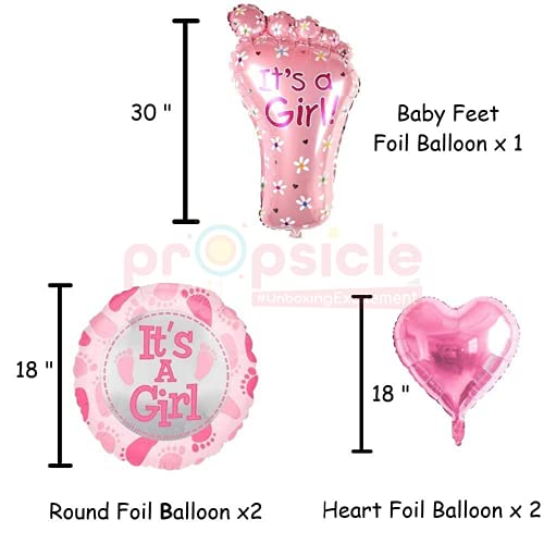 Propsicle Baby Shower Foil Feet Balloon Pack of 5 Pink Welcome Baby Balloon Combo for Maternity Shoot Party Decoration - Image 2