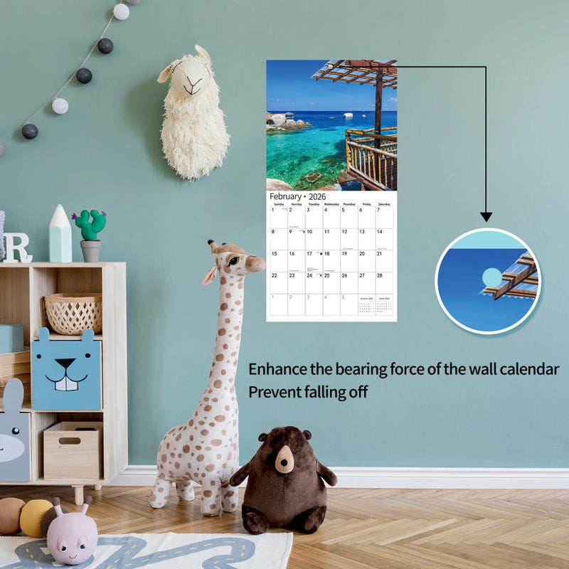 windrio 2026 Wall Calendar,Calendar 2026, November 2025 - December 2026, Wall Calendar Tropical Beaches, 12" x 24" Opened,Full Page Months Thick & Sturdy Paper for Calendar Organizing & Planning - Image 3