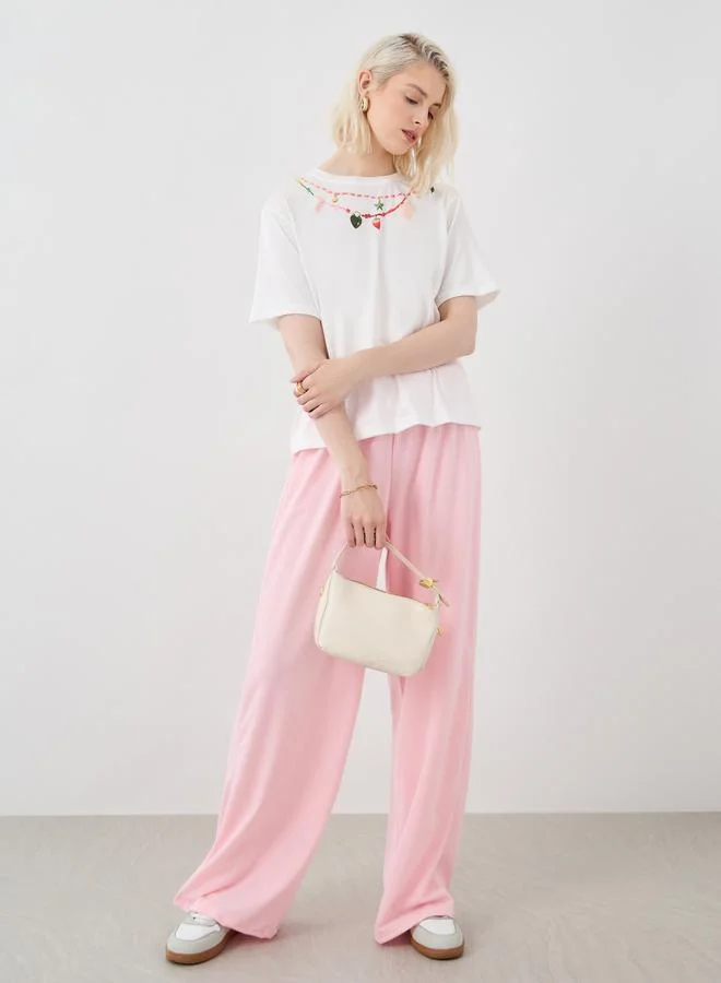 تايك تو Take Two Graphic Print Round Neck T-Shirt