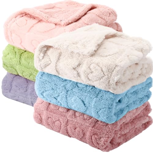 Hahafelt 6 Pcs Baby Newborn Blanket 30x40 Soft Checkered Heart Fleece Swaddles Infant Receiving Blankets Newborn Essential for Nursery Crib Stroller - Image 1