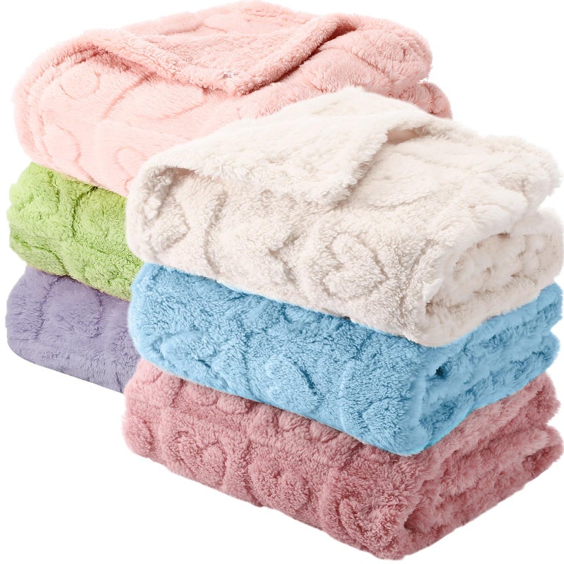 Hahafelt 6 Pcs Baby Newborn Blanket 30x40 Soft Checkered Heart Fleece Swaddles Infant Receiving Blankets Newborn Essential for Nursery Crib Stroller - Image 2