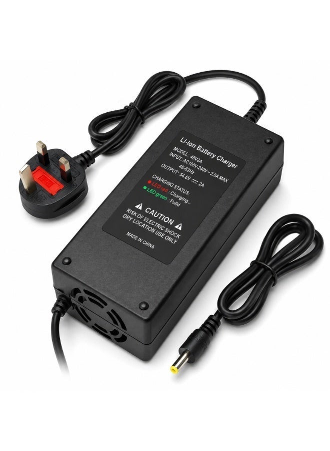 Fukukawa شاحن فوكوكابا® ‎48V 2A للسكوتر الكهربائي والدراجة الكهربائية | شاحن بطارية ليثيوم ذكي وسريع بخروج ‎DC ‎54.6V | قدرة قصوى ‎115W مع ‎220V ‎50Hz | محول طاقة آمن وموثوق لسكوترات ودراجات التوصيل الكهربائية - Image 2